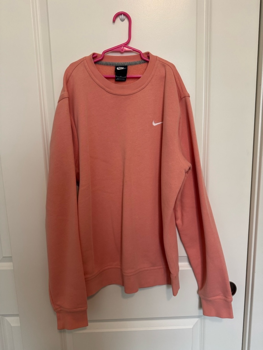Nike Men’s Coral Crew Sweatshirt with White Swoosh
